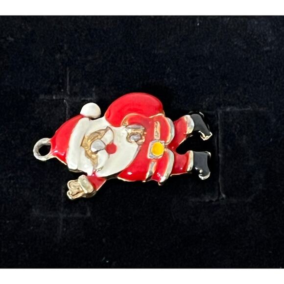 Vintage Phister Enterprises Santa Claus Pendant Enamel Christmas Jewelry Signed - Picture 3 of 10